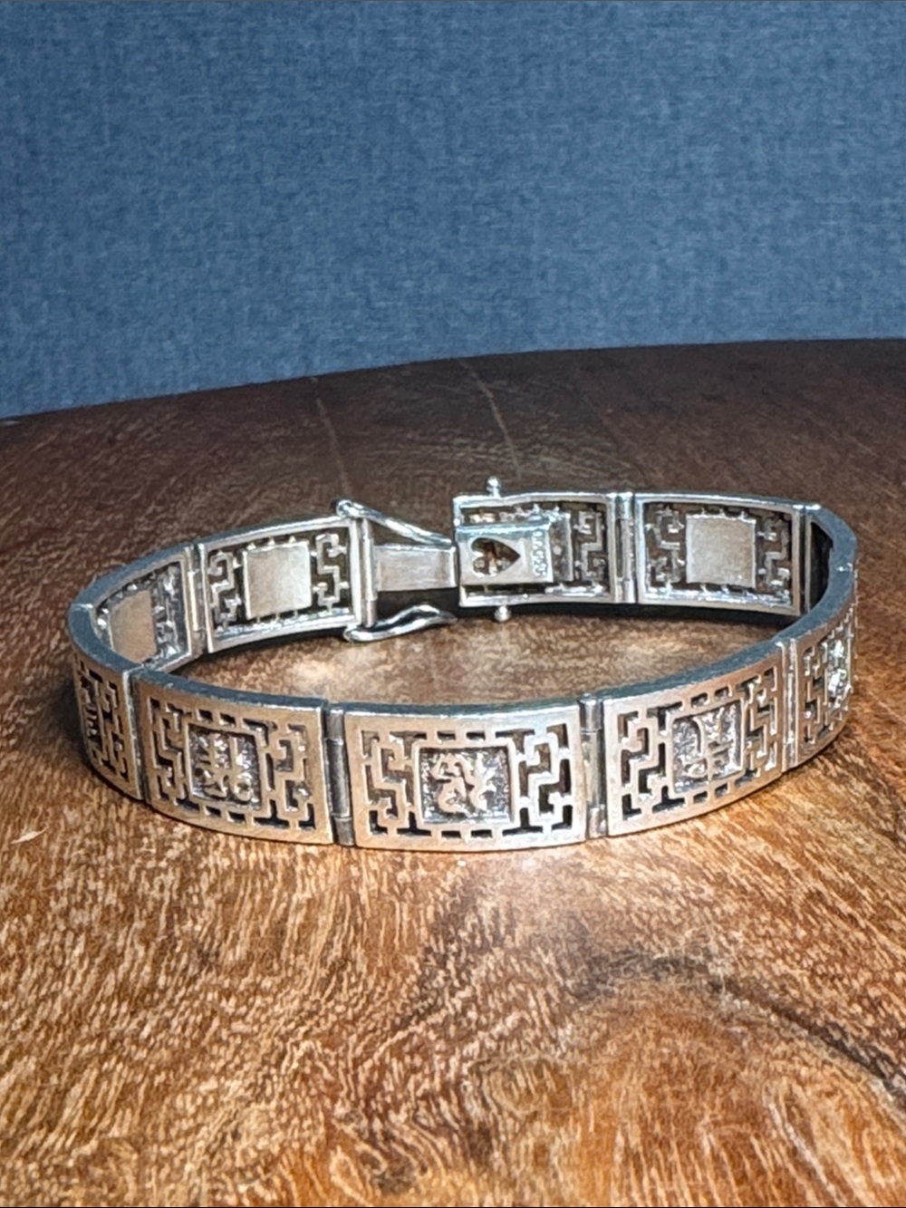 Sterling Silver Filigree Panel Bracelet - Silver